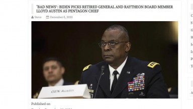 Biden picks Retired General Raytheon board member as Pentagon Chief