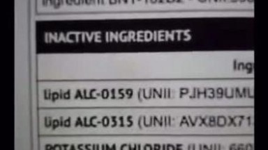 Pfizer bioNTech ingredients